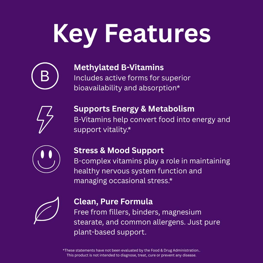 Paradise Herbs Earth's Blend B-Complex, Methylated, Enzymatically Active Forms of B Vitamins + Superfoods, Supports Energy & Immunity, 120 Capsules