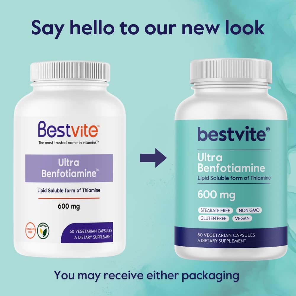 BESTVITE Ultra Benfotiamine 600mg Capsule, 60 Count
