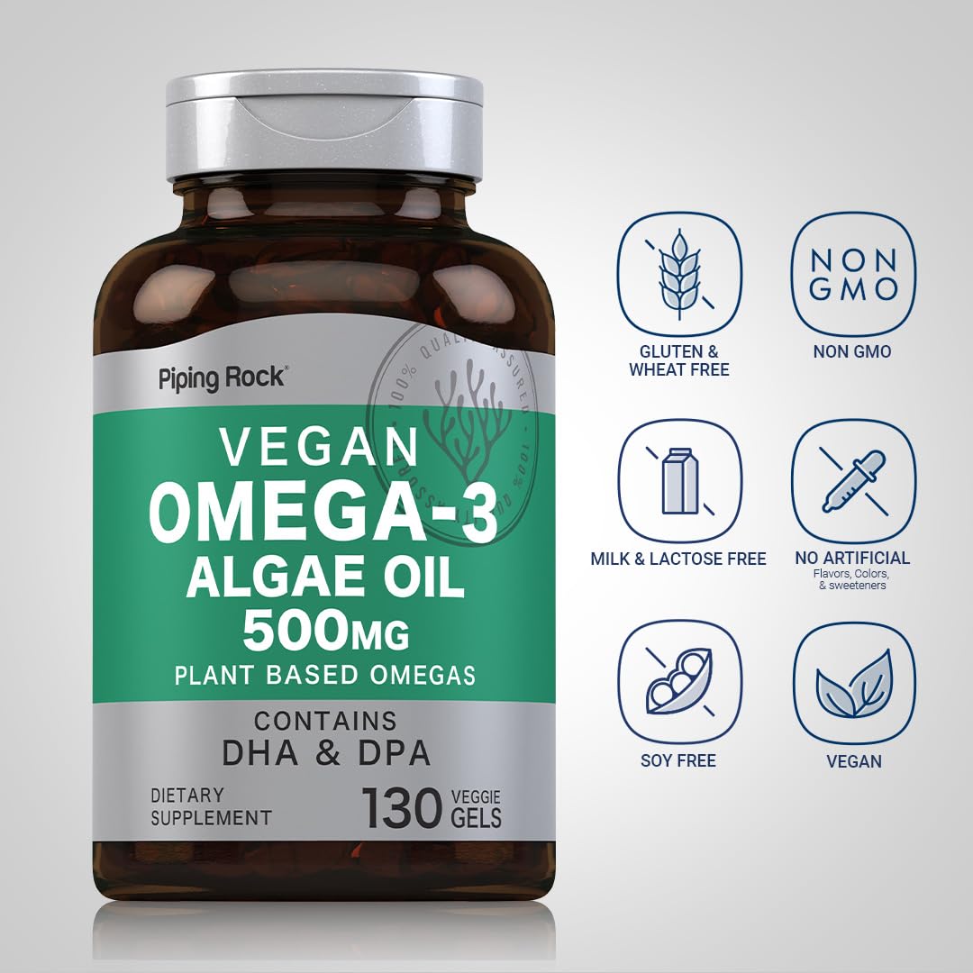 Piping Rock Omega 3 Algae Oil 500mg Softgels 130