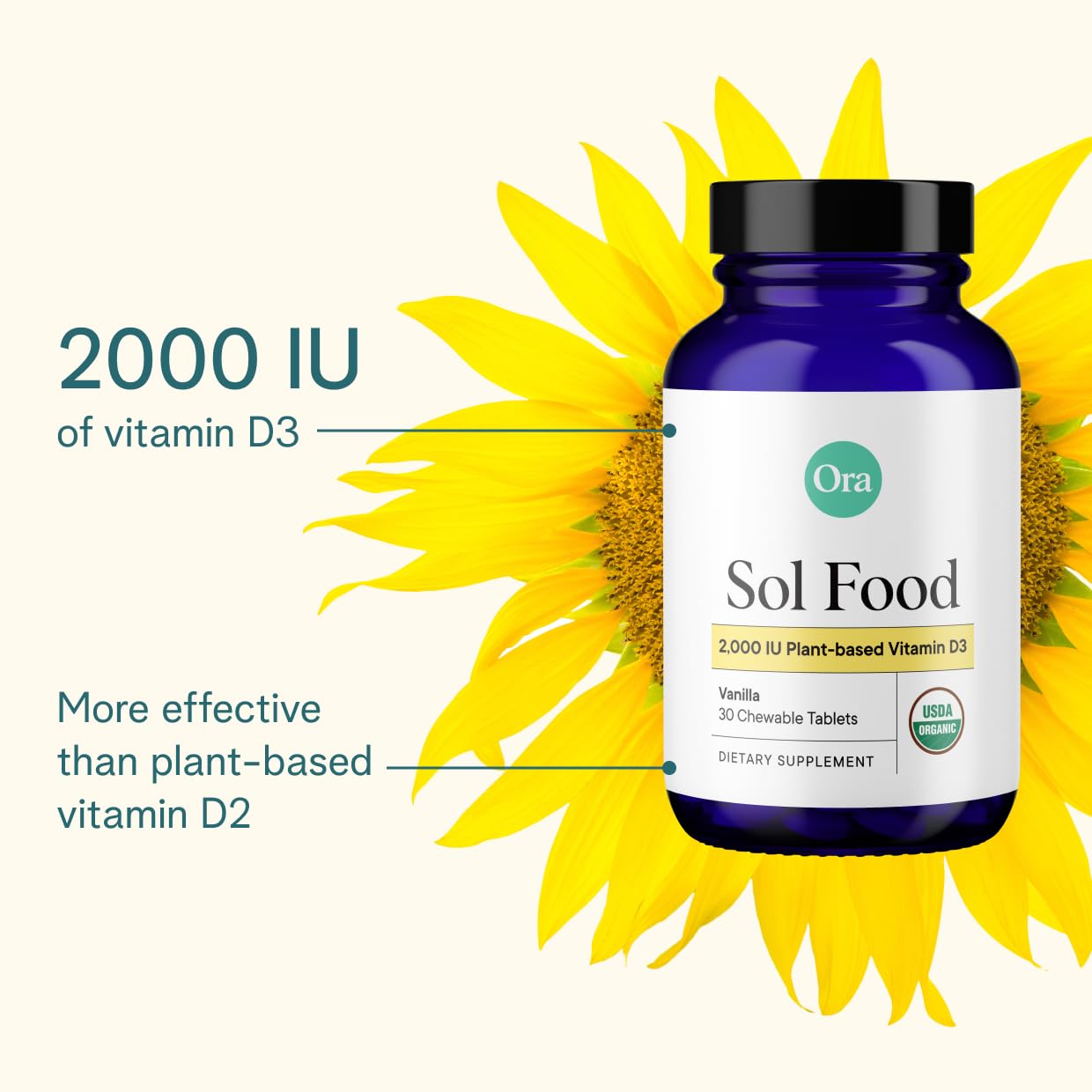 Ora Organic Vitamin D3 2000IU 30 Tablets