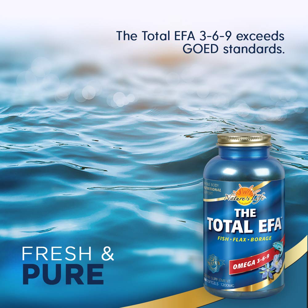 Nature's Life The Total EFA Fish Oil with Organic Flaxseed & Borage Oils 1200 mg 180 Softgels