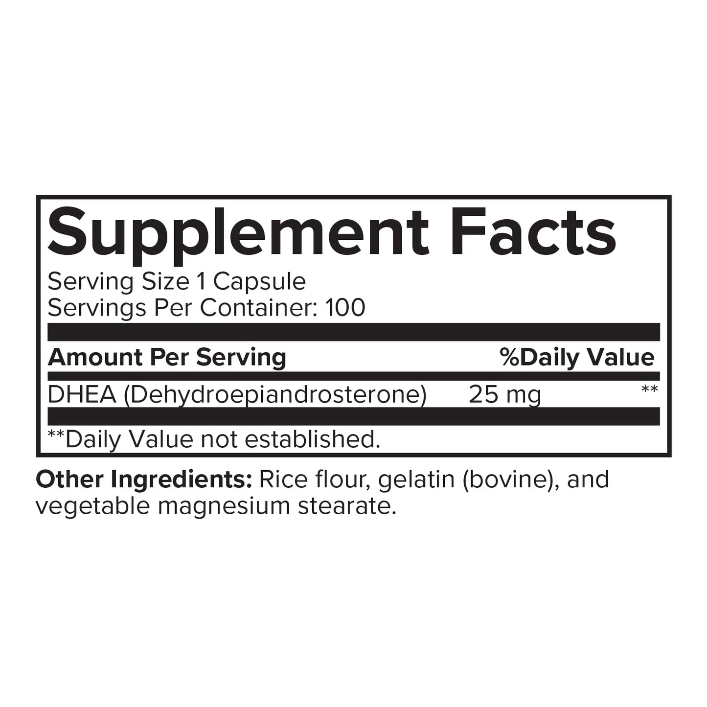 Portions Master DHEA 25mg Capsules, 100 Count