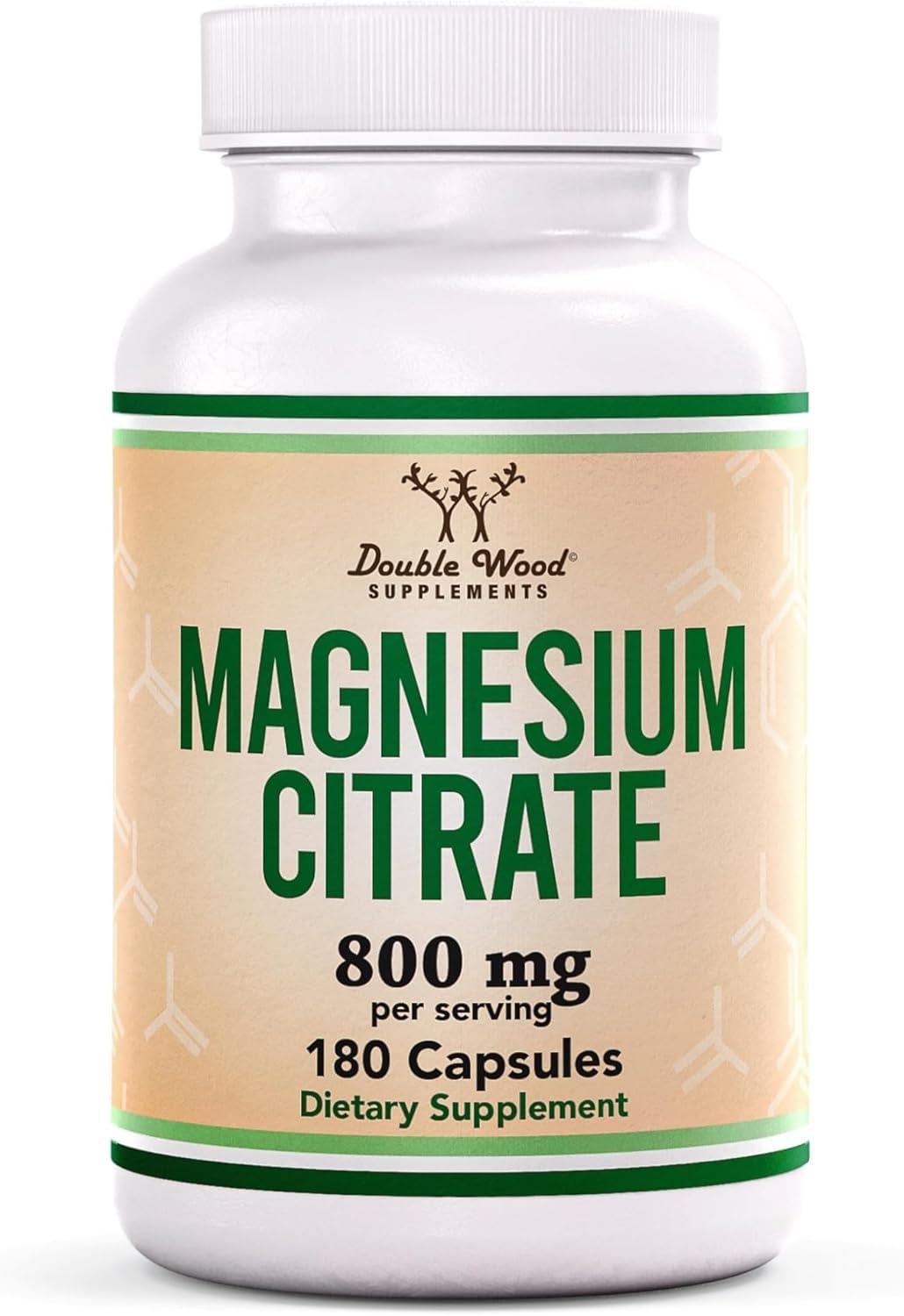 Double Wood Supplements Magnesium Citrate 800mg Capsules, 180 Count