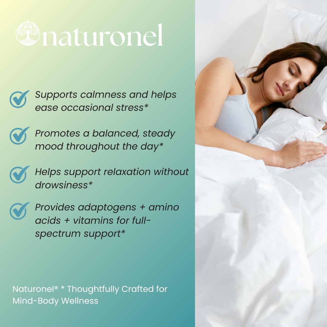 Naturonel Anxie-Calm – Stress & Mood Support with Magnesium, GABA, Ashwagandha, Rhodiola, Lemon Balm & Chamomile Capsule, 60 Count