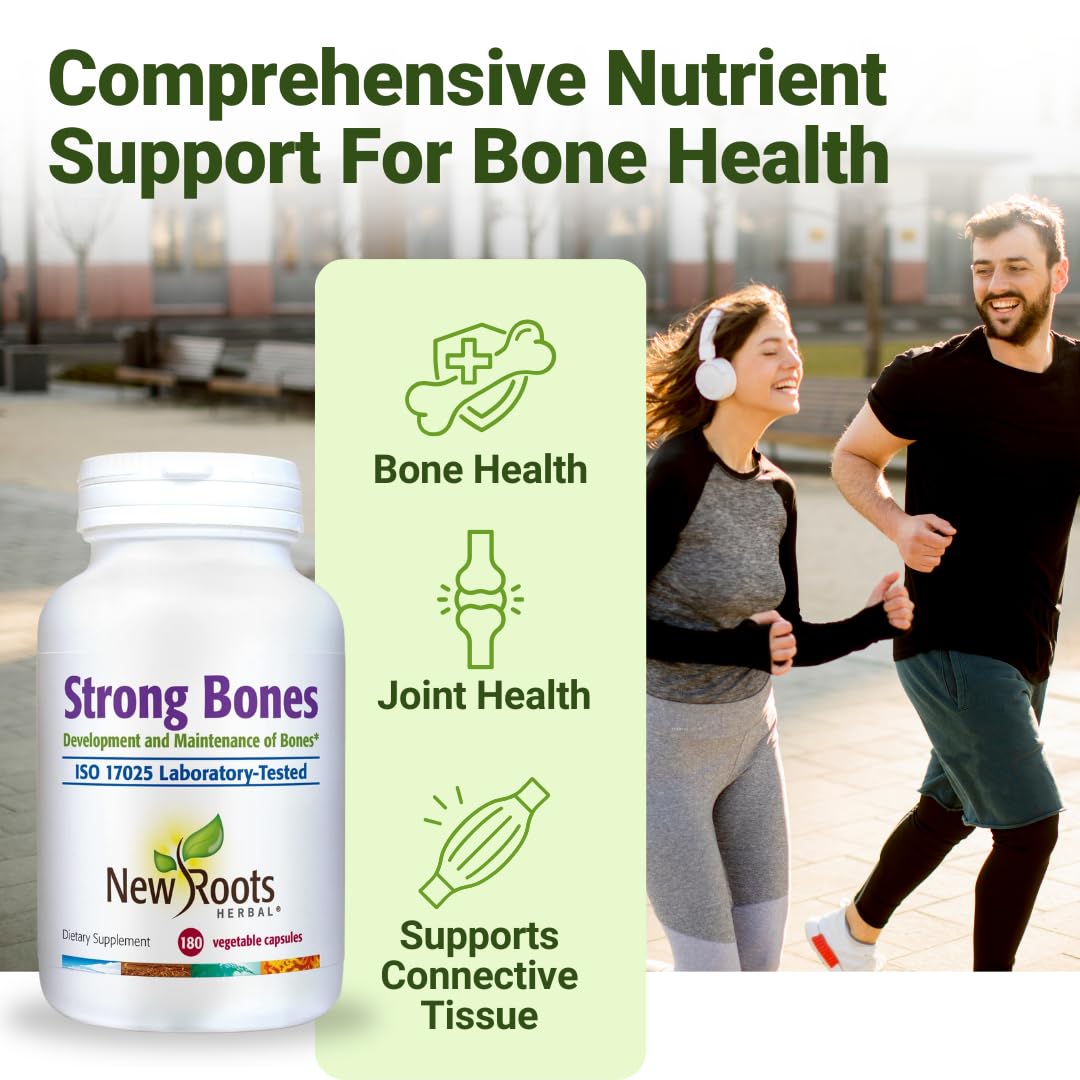 NEW ROOTS HERBAL Calcium, Magnesium & Vitamin D3 + K2 Formula with Glucosamine & Zinc Capsules, 180 Capsules