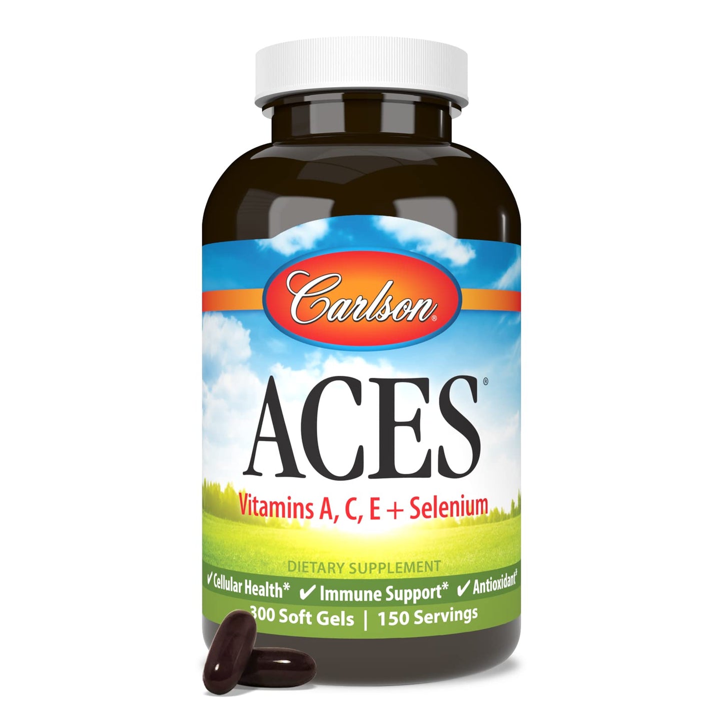 Carlson ACES Vitamins A, C, E + Selenium, Cellular Health & Immune Support, Antioxidant Softgels, 300