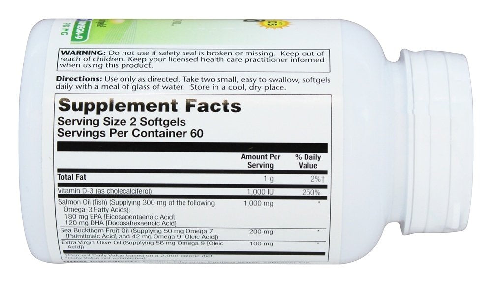 SOLARAY Super Omega 3-7-9 with Vitamin D-3 & Salmon Oil Softgels, 120