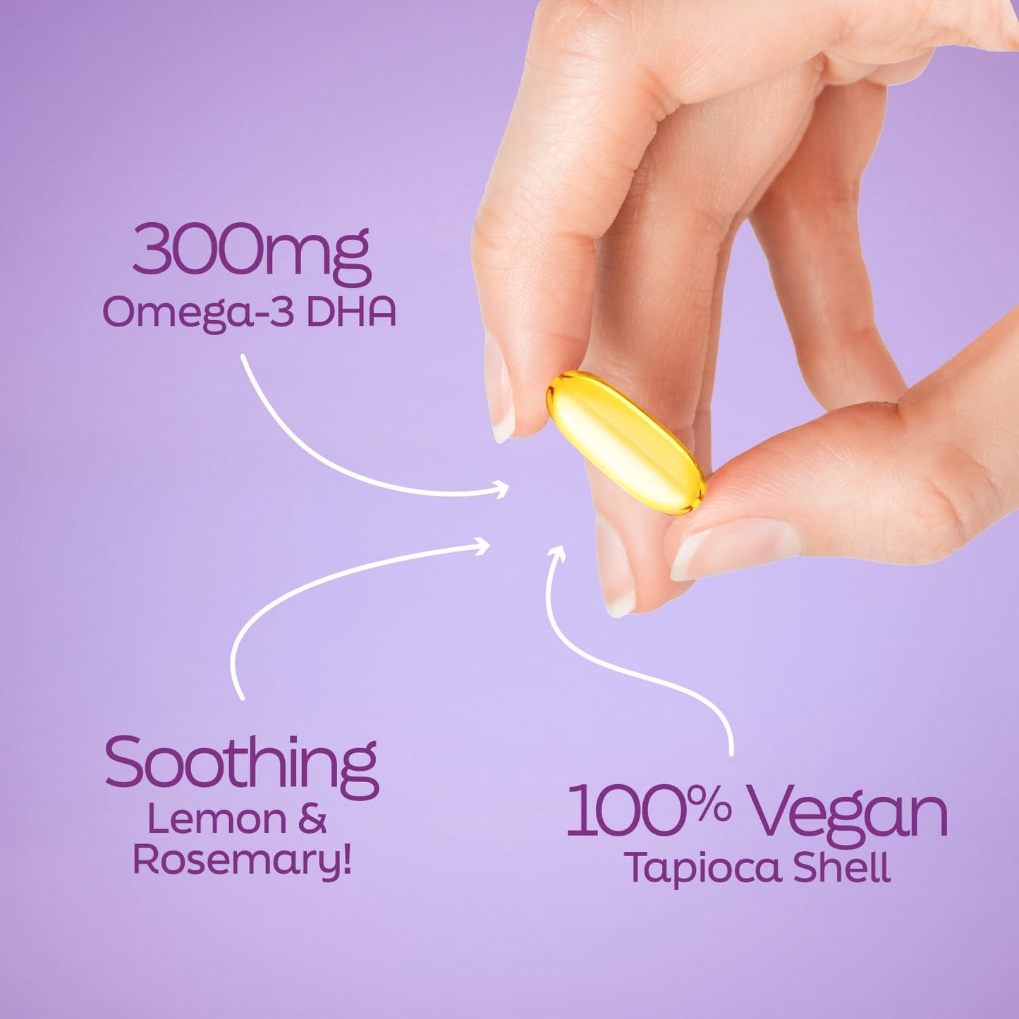 Root'd Prenatal DHA 300mg Pure Vegan Omega-3 DHA from Algal Oil, Plant-Based Prenatal Supplement for Pregnancy, Fetal Brain & Eye Development, Non-GMO, Lemon & Rosemary Flavor, 30 Softgels