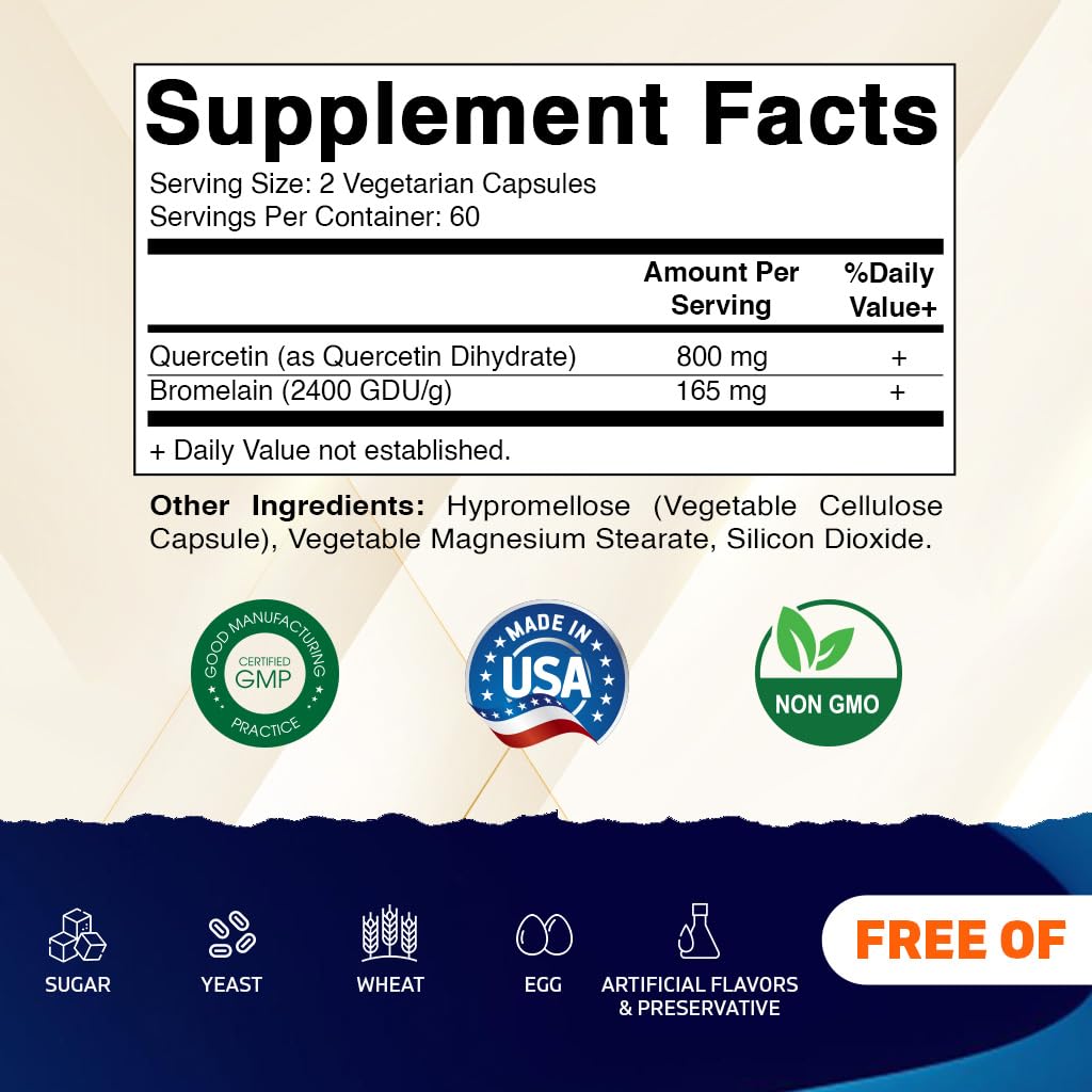 Vitamatic Quercetin with Bromelain Capsules 120 Count