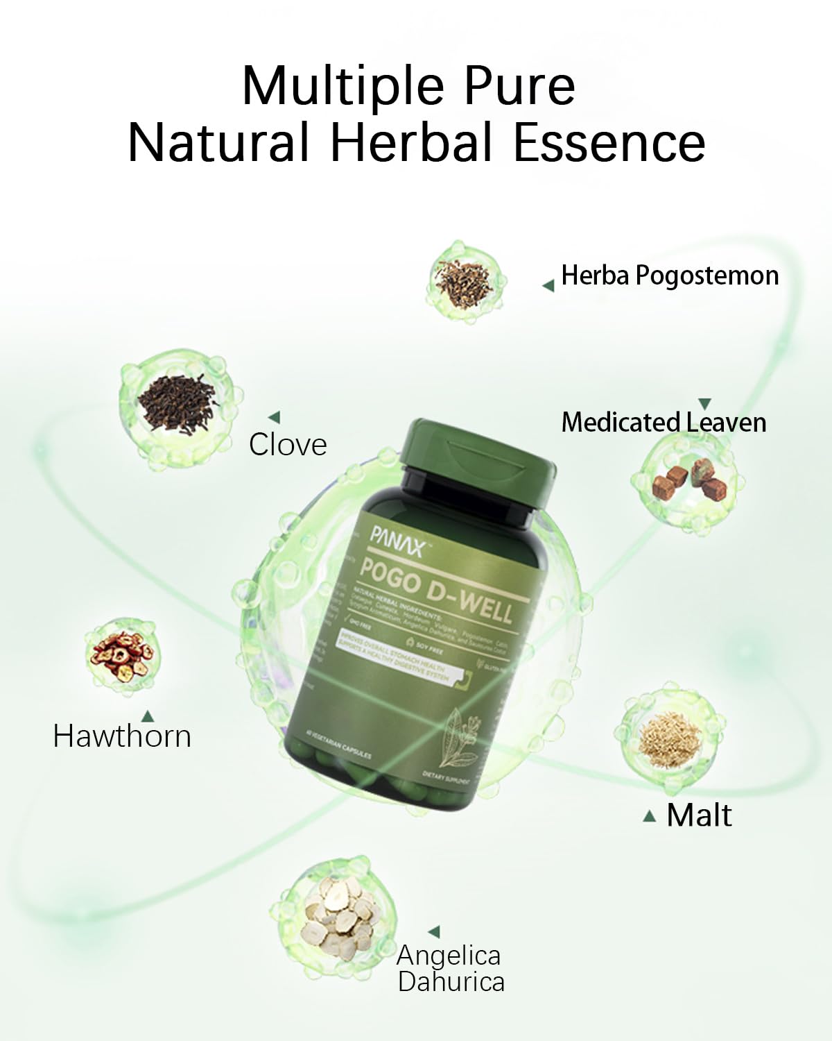 Panax Bloom Digestive Support Supplement, Natural Herbal Formula Capsules, 60 Count