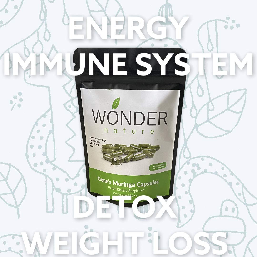 Wonder Nature Moringa Fine Green Powder Capsules, 100 Count