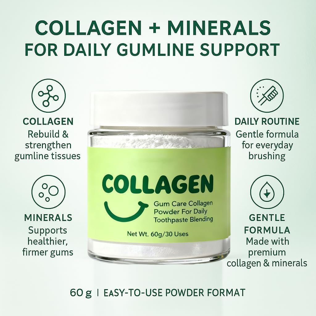 Guliqi Collagen Powder for Gums and Teeth, with Hydroxyapatite, Daily Gumline Support, 8.53 Ounce