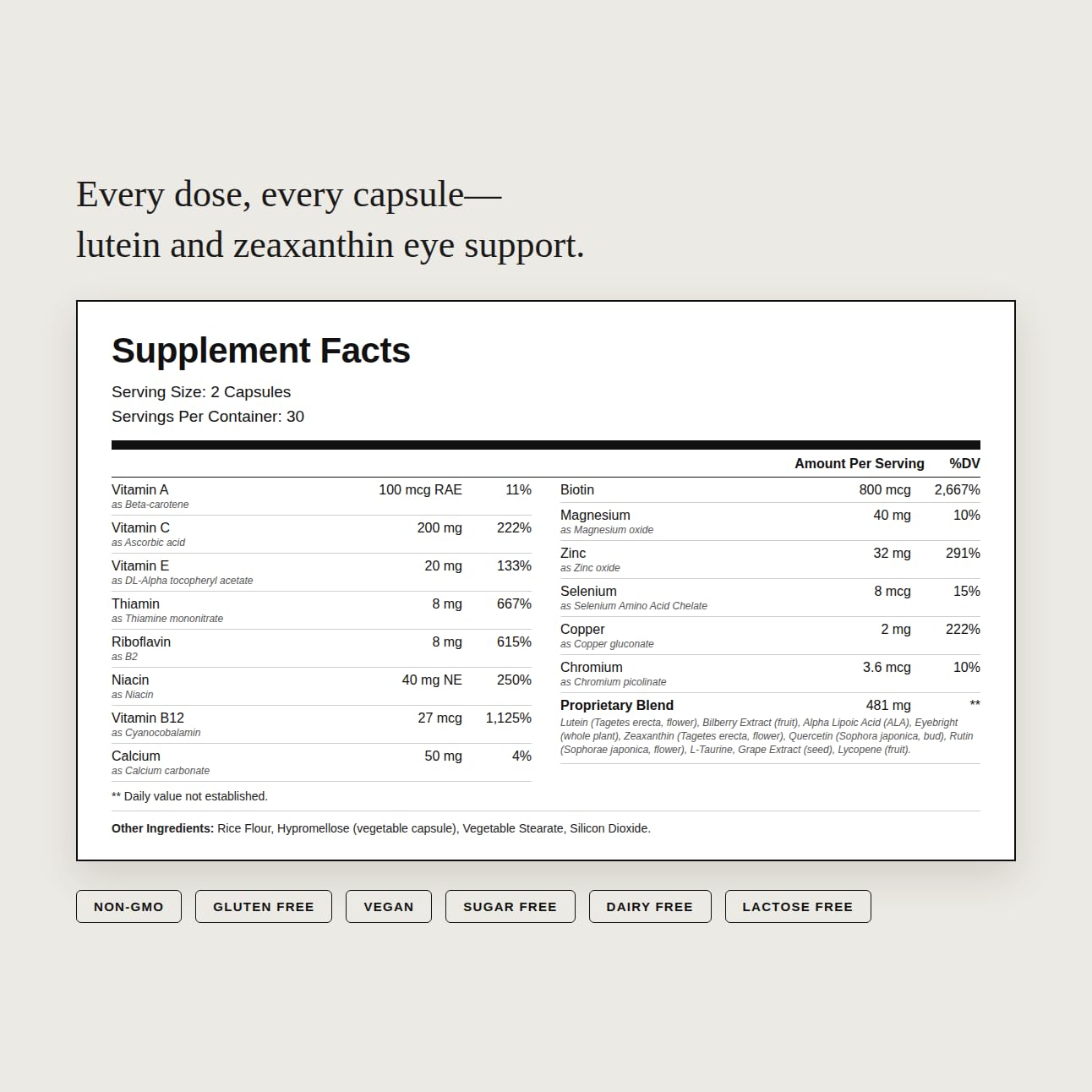 Dear Apothecary Vision+ Eye Health Supplement 60 Capsules