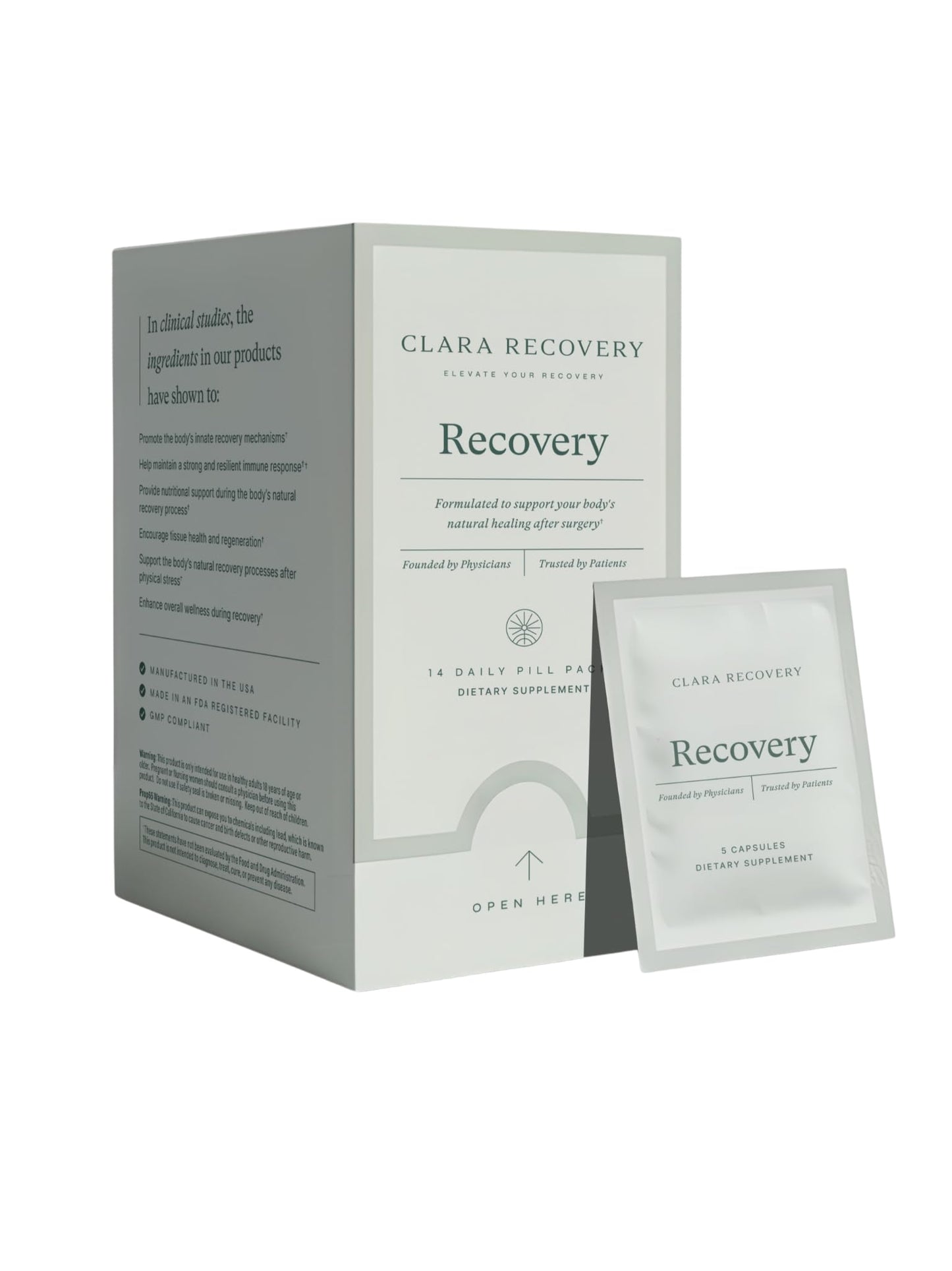 Clara Recovery Nutritional Supplement for Surgical Recovery and Healing Capsules 70 Count