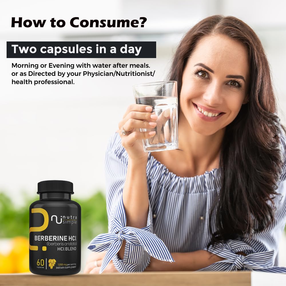 Nutra Simple Berberine HCl 1200mg Capsule, 60 Count