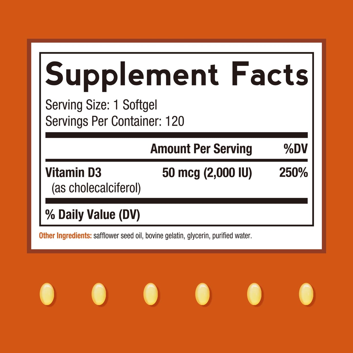 Doctor's Recipes Vitamin D3 2000 IU, Cholecalciferol Softgels 120