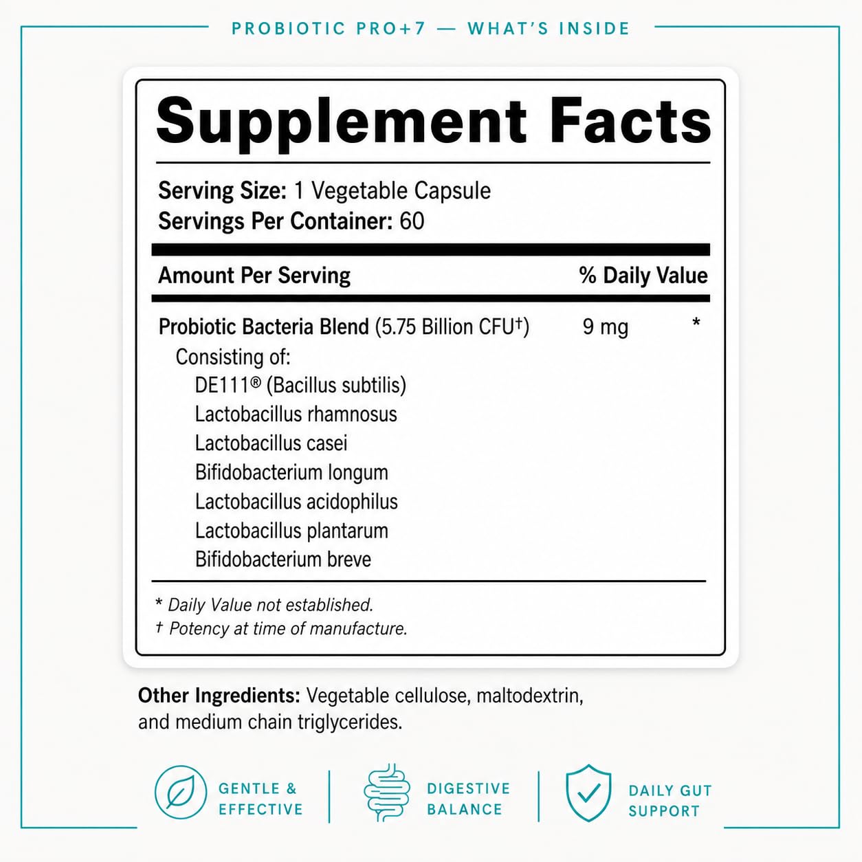 LionHeart Supplements Pro+7 Probiotics for Constipation Relief & Gut Health – 7 Strains, 5 Billion CFU – Supports Bowel Regularity After Gallbladder Removal & IBS – 60 Capsules