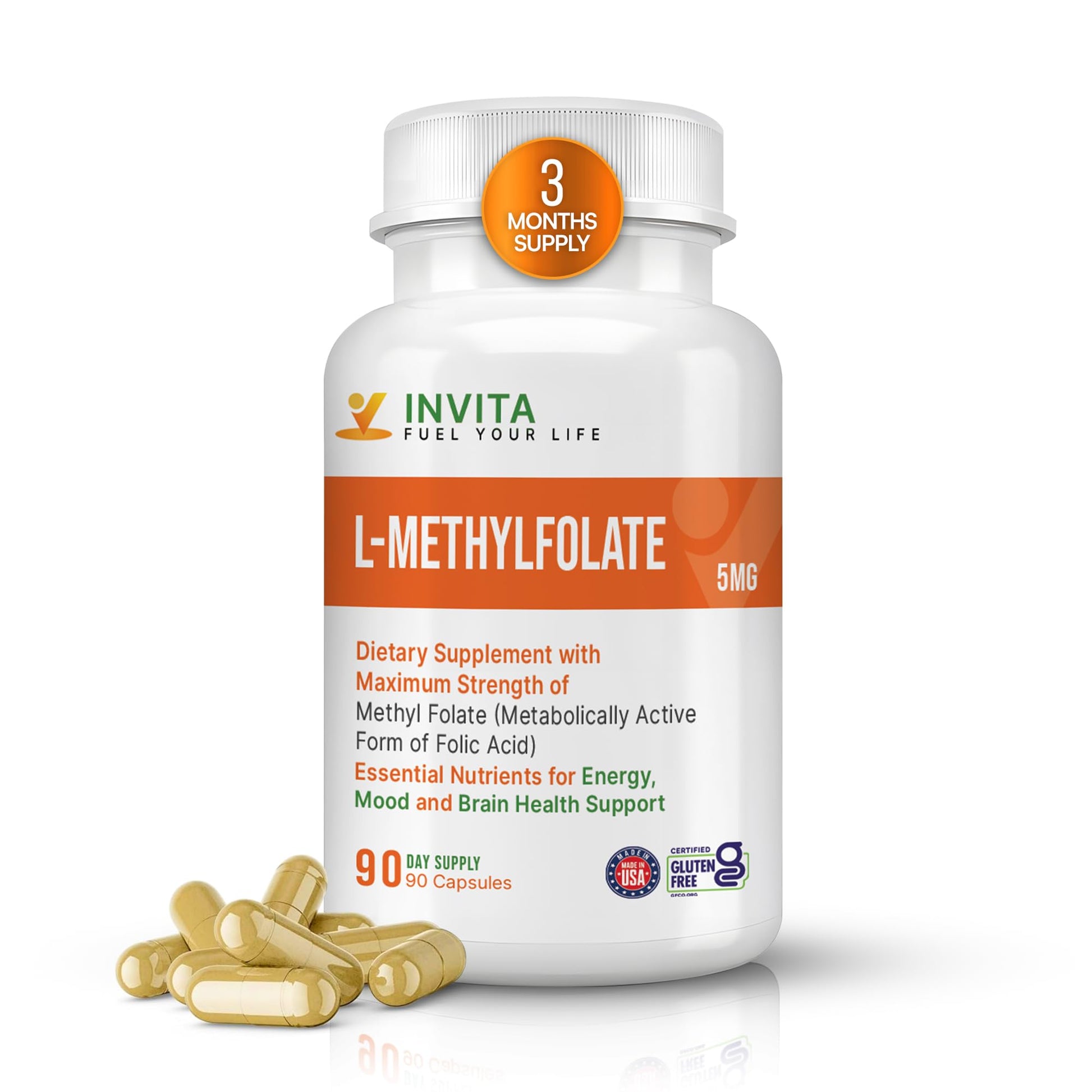 INVITA L-Methylfolate 5mg Capsule, 90 Count