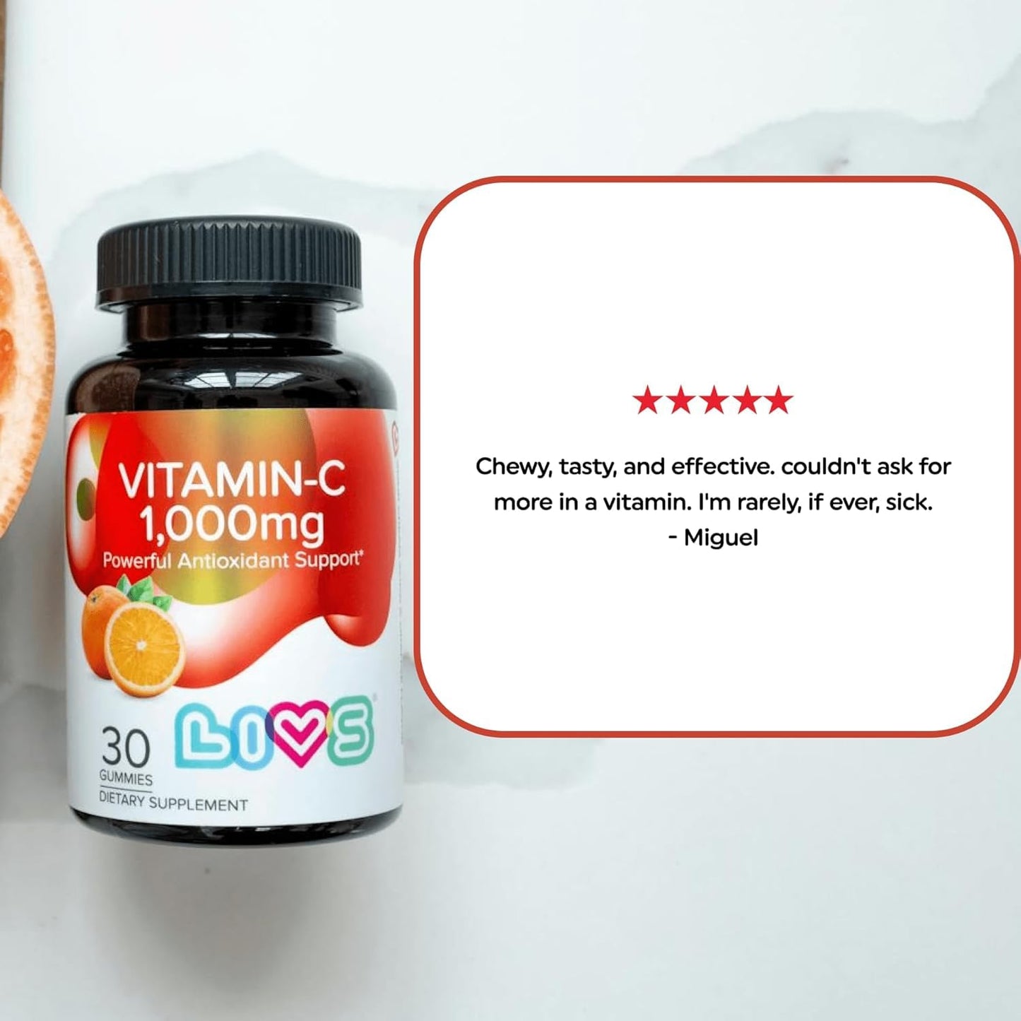 LIVS Vitamin C 1000mg Gummies 30 Count