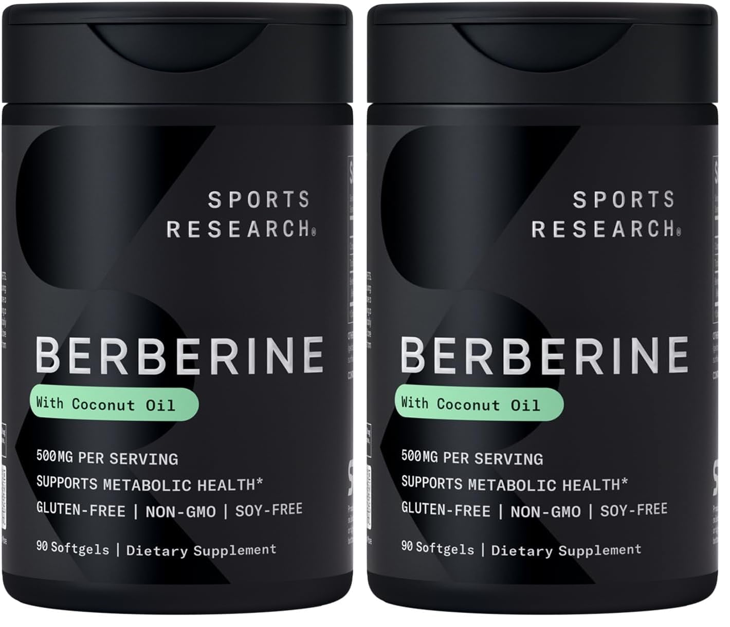 Sports Research Berberine 500mg Supplement with Coconut Oil Capsule 180 Count