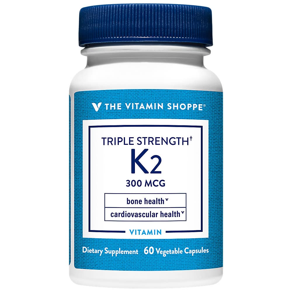 The Vitamin Shoppe Vitamin K2 MK-7 300mcg Triple Strength Capsules, 60 Count
