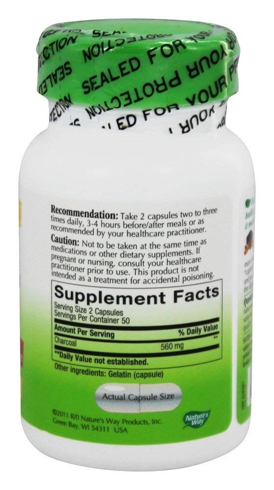 Nature's Way Activated Charcoal Capsules, 100 Count