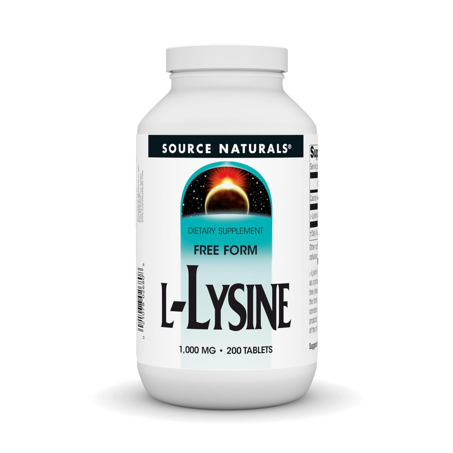 Source Naturals L-Lysine Free Form 1000 mg, 200 Tablets