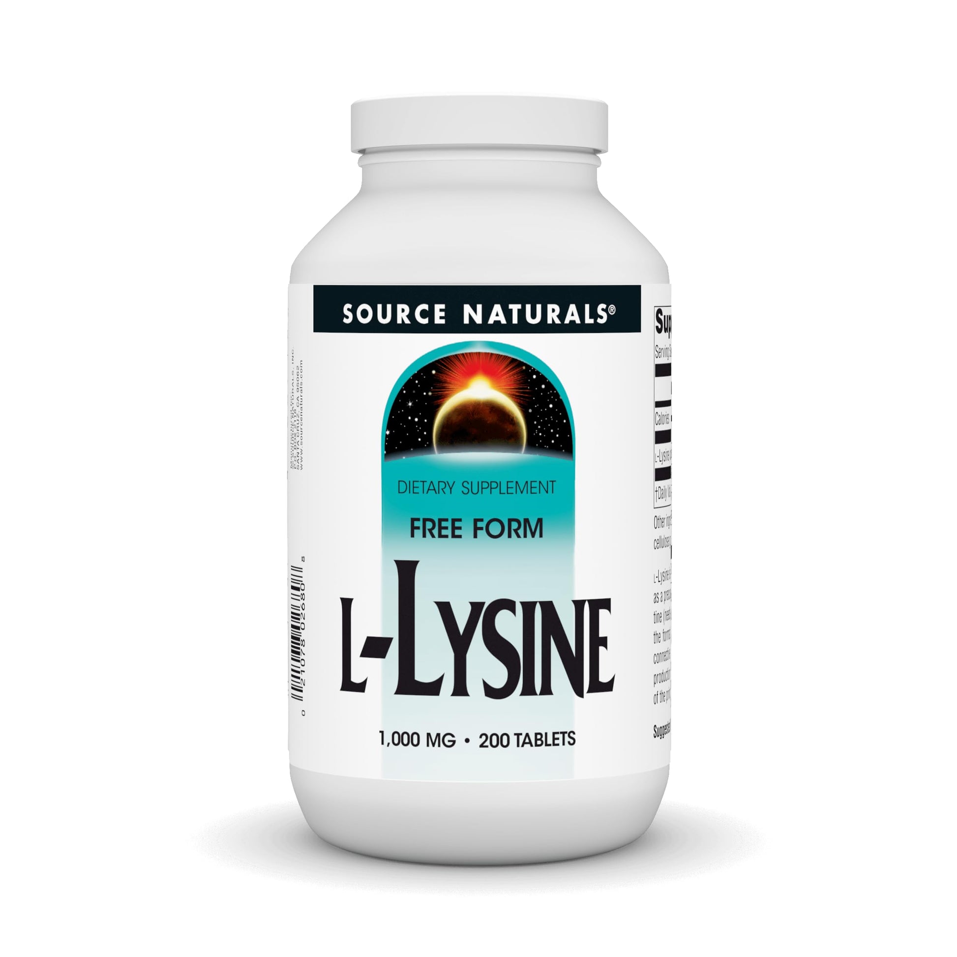 Source Naturals L-Lysine Free Form 1000 mg, 200 Tablets