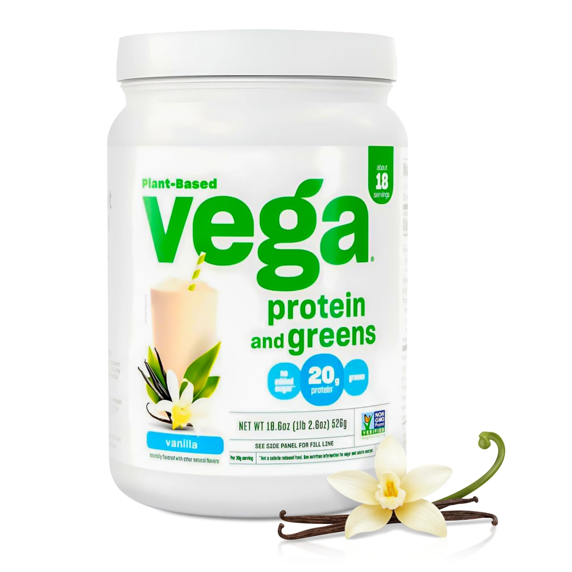 Vega Premium Protein + Supergreens Vanilla Protein Powder, 18 Servings