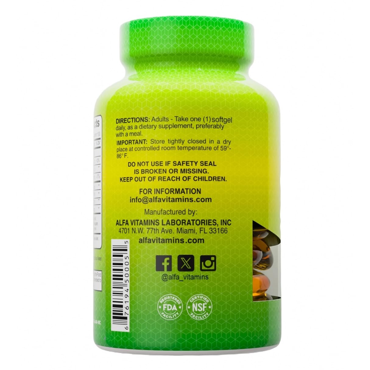 ALFA VITAMINS Omega 3 Fish Oil 1000mg Softgels, 400 Count
