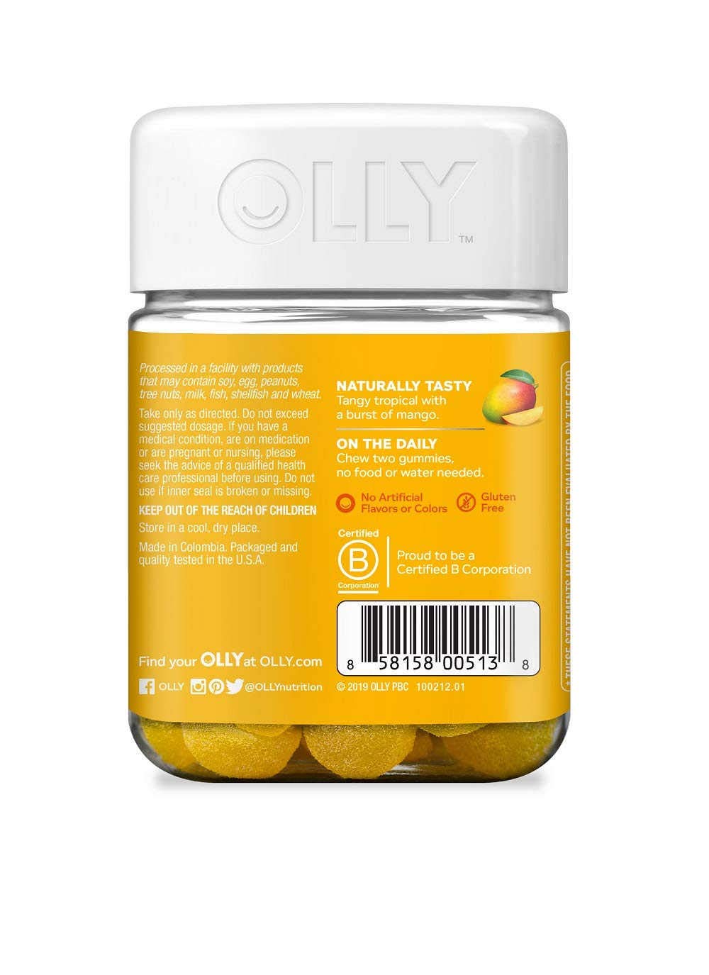 OLLY Probiotic Immune and Digestive Health One Billion Live Cultures Dietary Supplement Gummy, 2 Pack
