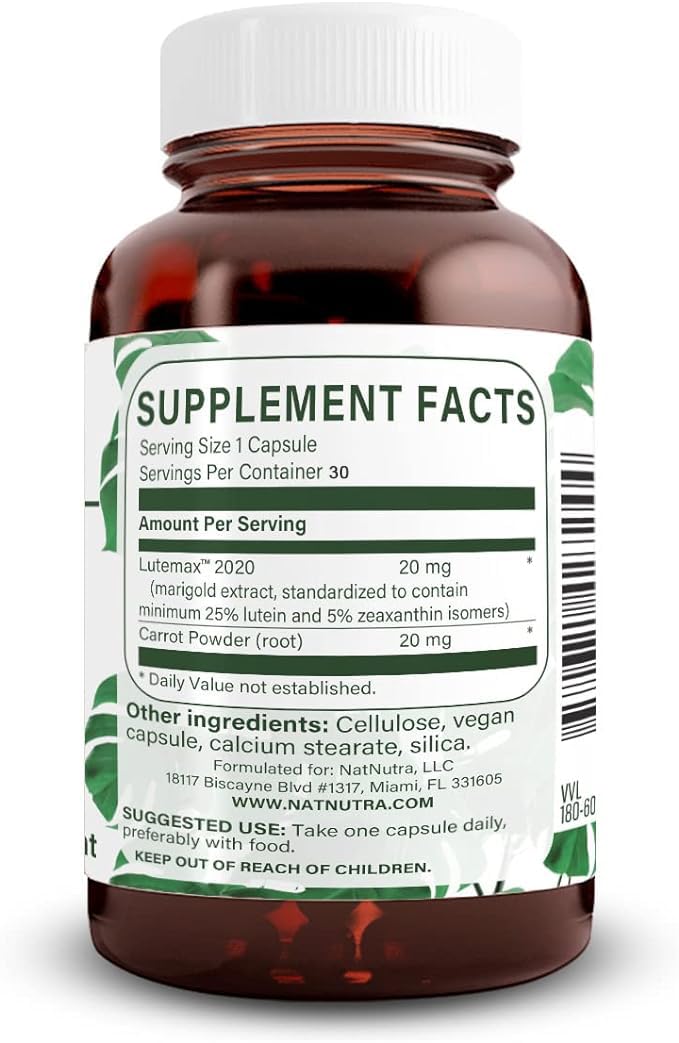 Natural Nutra Lutein and Zeaxanthin Supplement Capsule 30 Count