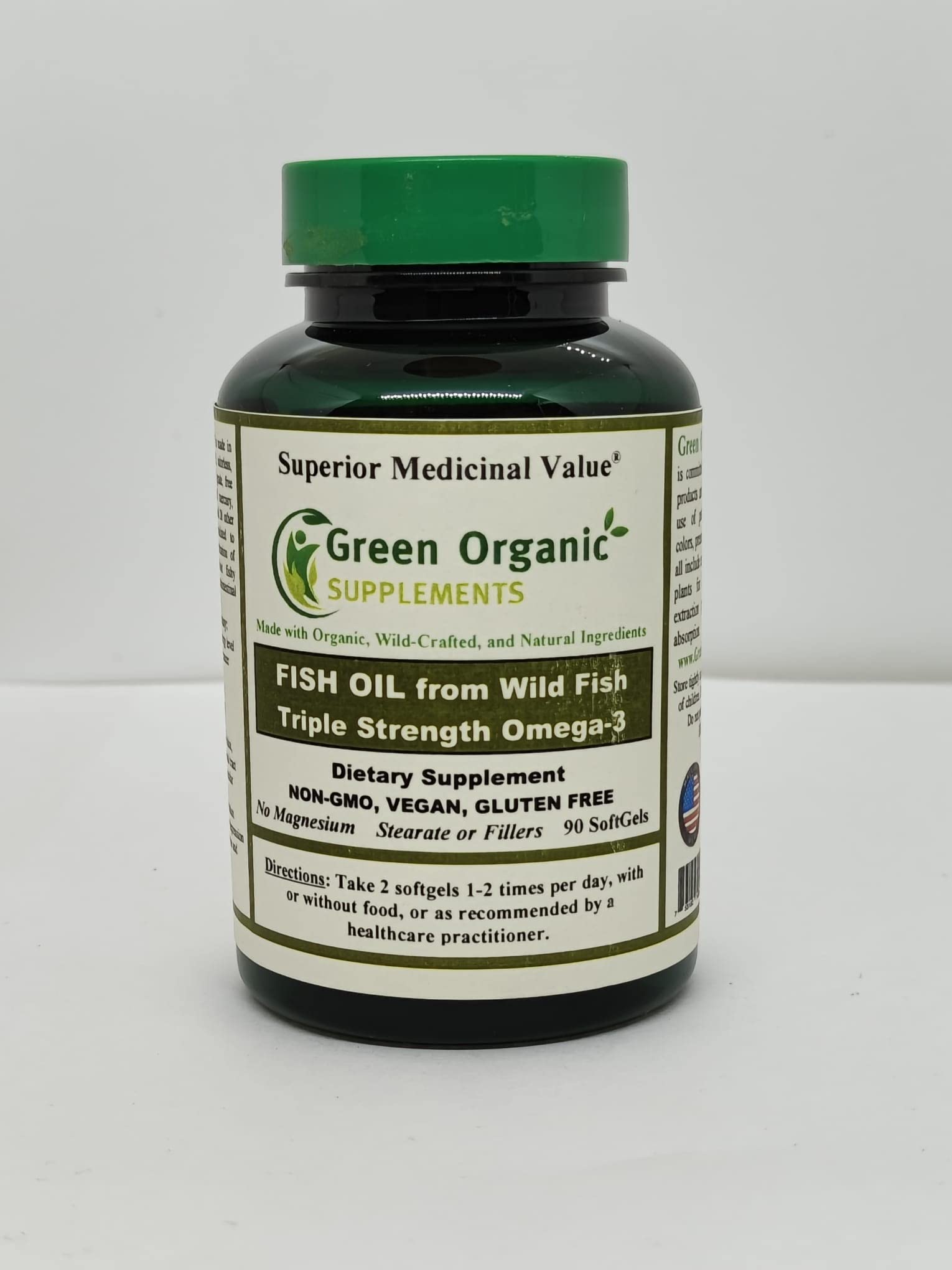 Green Organic Supplements Fish Oil Capsules 90 Count