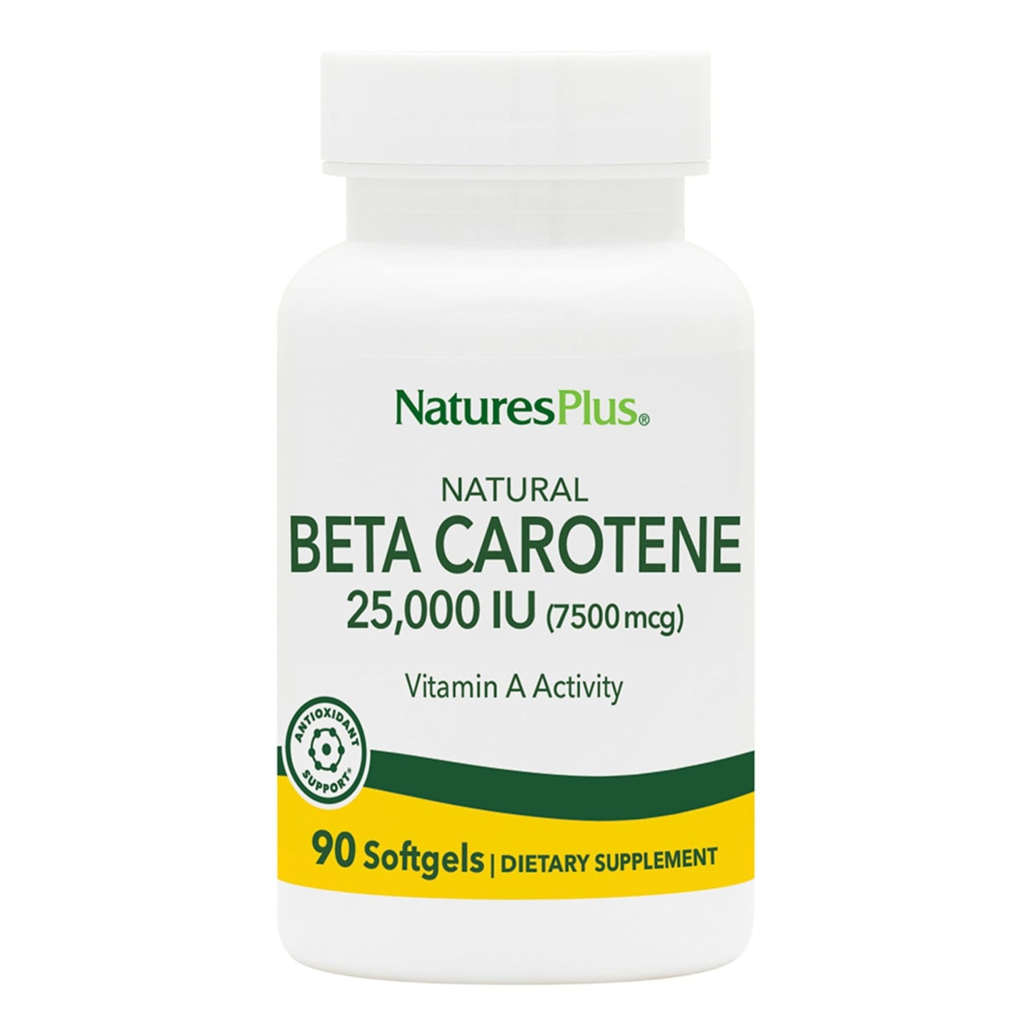 NaturesPlus Natural Beta Carotene 25,000 IU Vitamin A & Vitamin E, 90 Softgels
