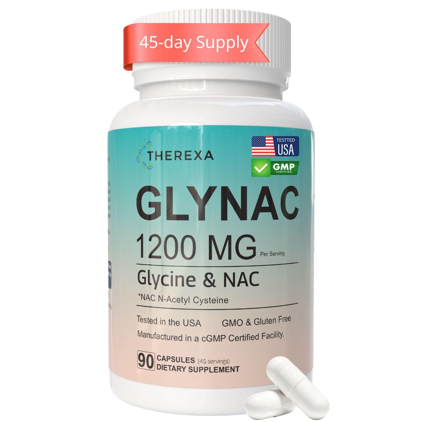 THEREXA GLYNAC Glycine & NAC Supplement Capsules, 90 Count