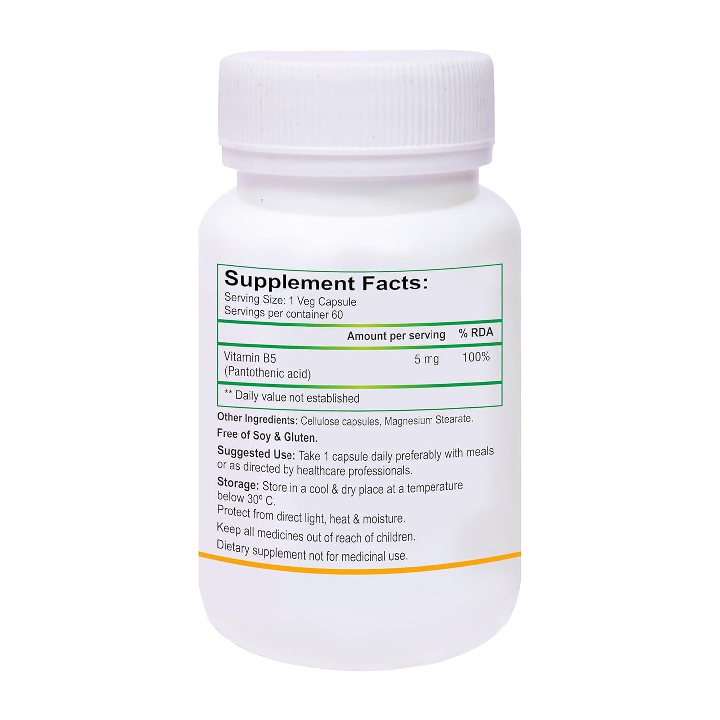 Generic Vitamin B5 (Pantothenic Acid) Supplement Capsule 60 Count