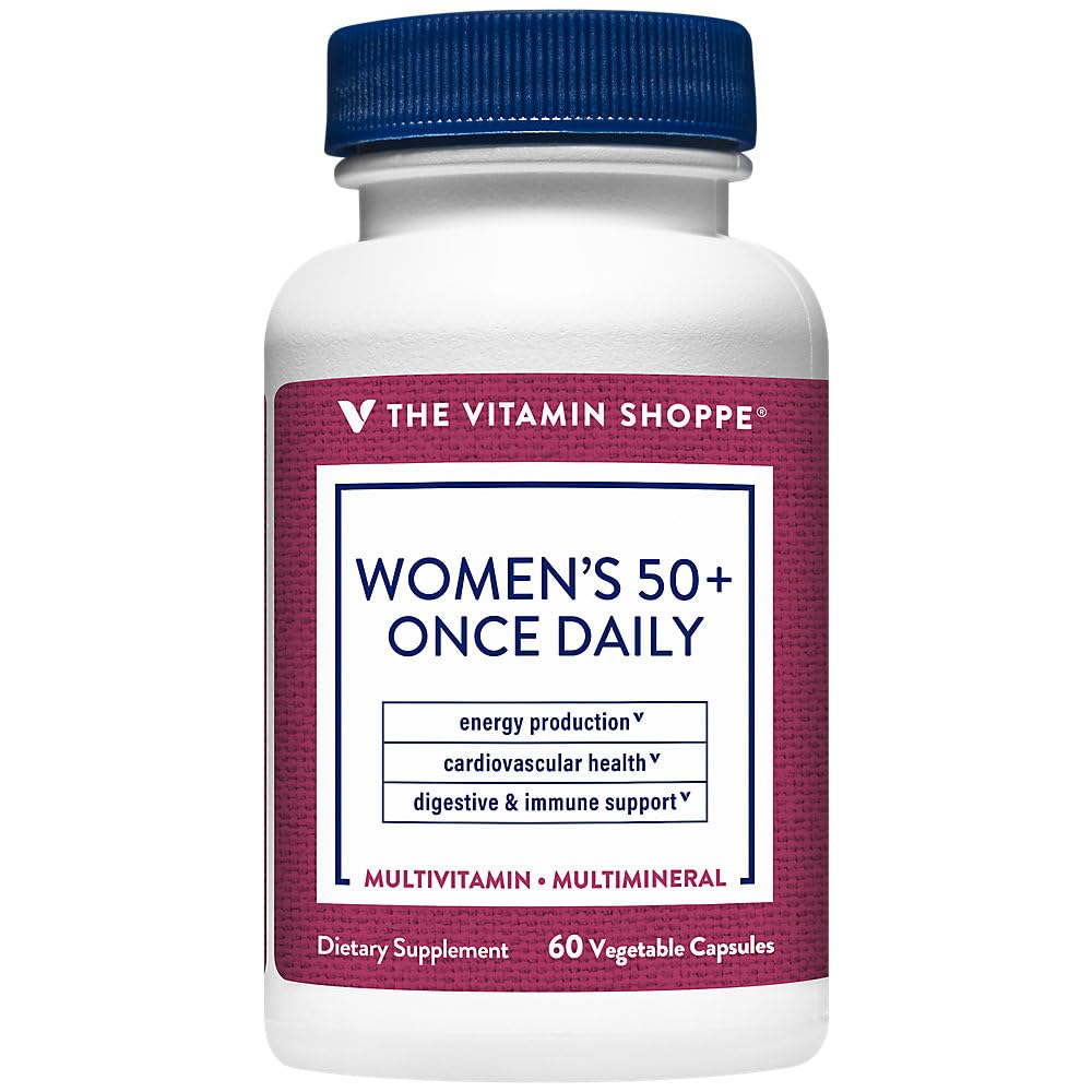 The Vitamin Shoppe Women's 50+ Once Daily Multivitamin with Immune, Energy, Digestive, Cardiovascular, and Stress Support, 60 Vegetarian Capsules