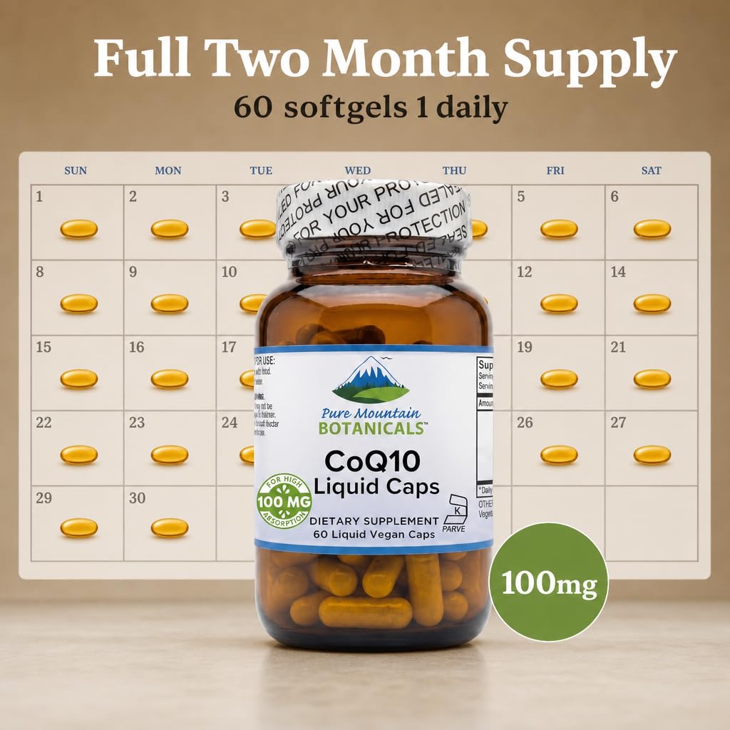 Pure Mountain Botanicals CoQ10 100mg Softgel 60 Count