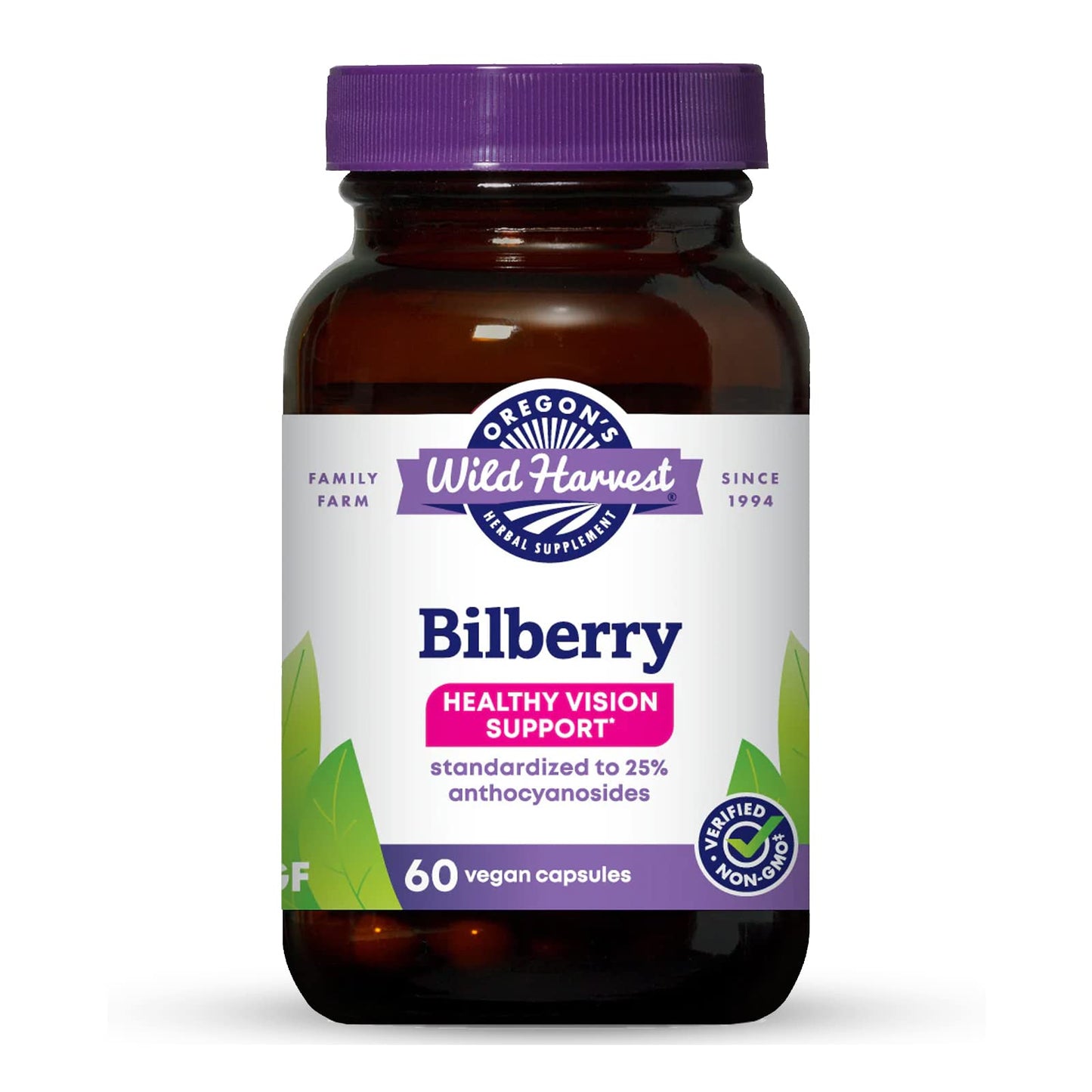 Oregon's Wild Harvest Bilberry Herbal Supplement Capsules, 60 Count