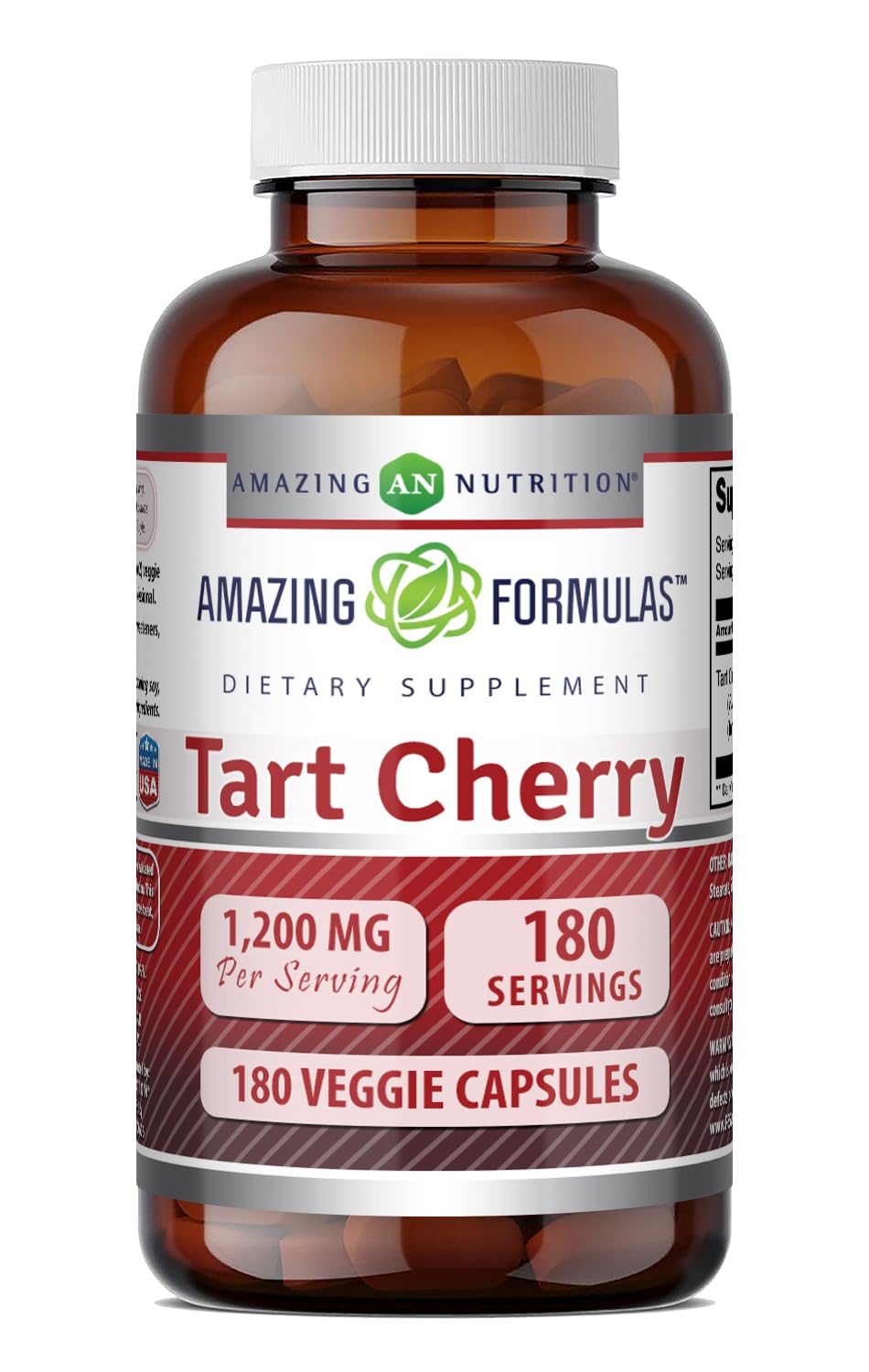 Amazing Nutrition Tart Cherry 1200 Mg Per Serving Veggie Capsules 180 Count