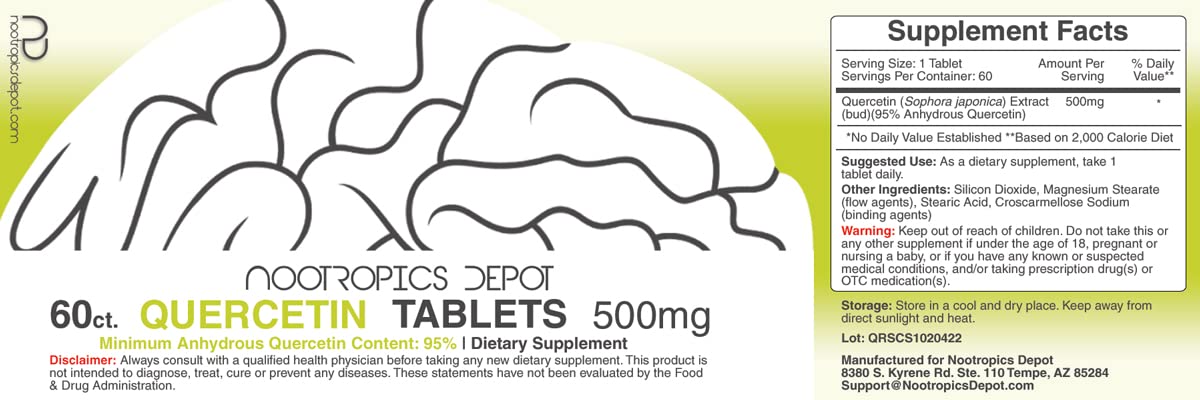 Nootropics Depot Quercetin Tablets, 60 Count