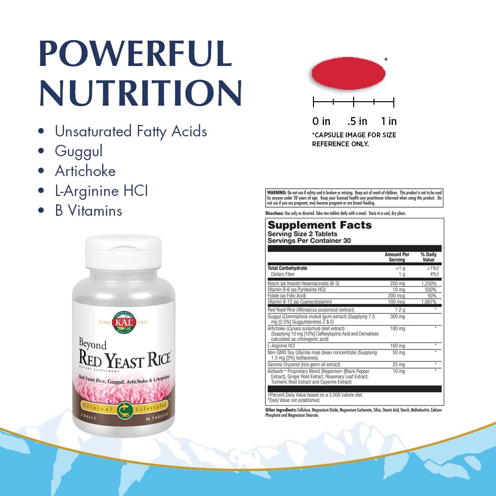 KAL Beyond Red Yeast Rice Tablets, 60 Count