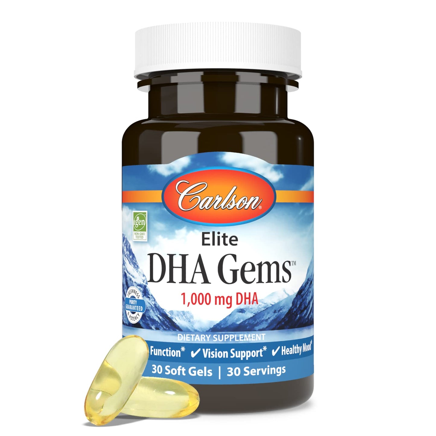 Carlson Elite DHA Gems 1000 mg DHA Softgels, 30
