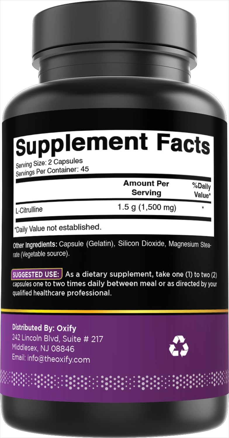 Oxify L-Citrulline 1500 mg Capsules, 90 Count
