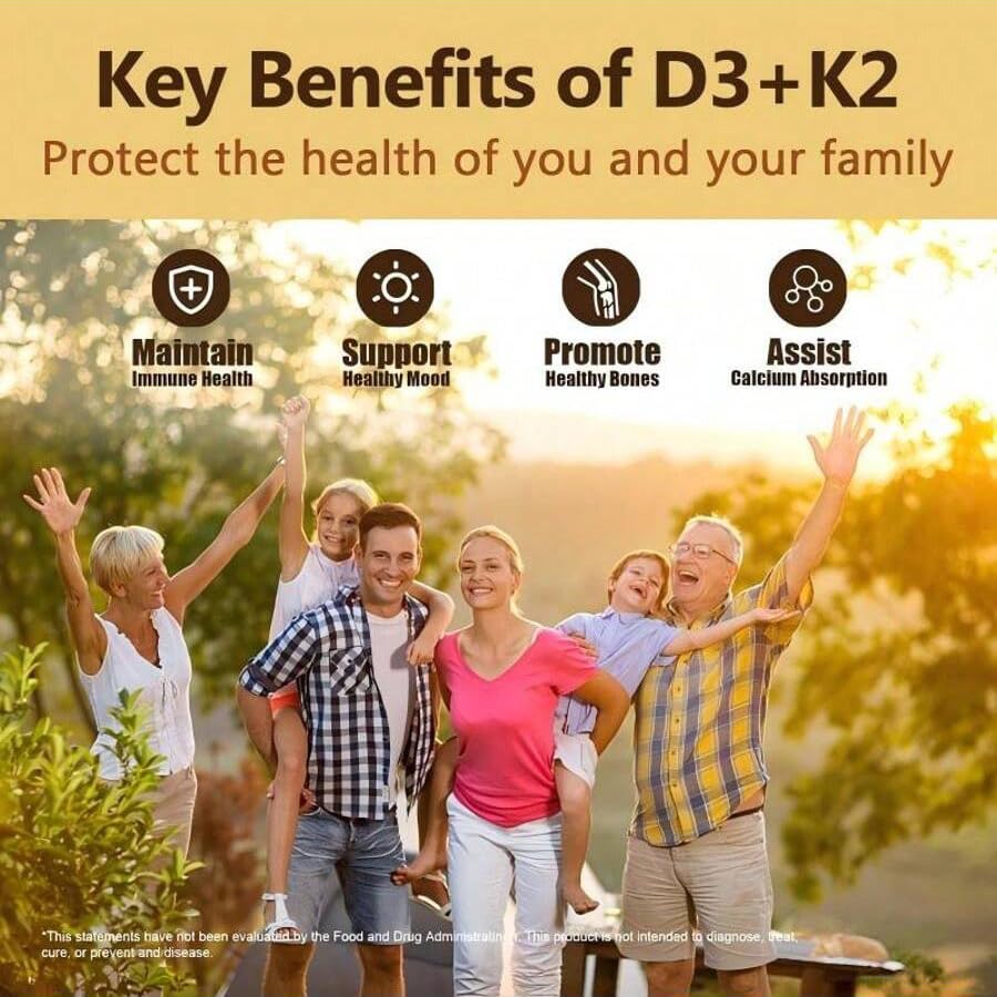 VXICDE Vitamin K2 with D3 Supplement Capsules, 60 Count