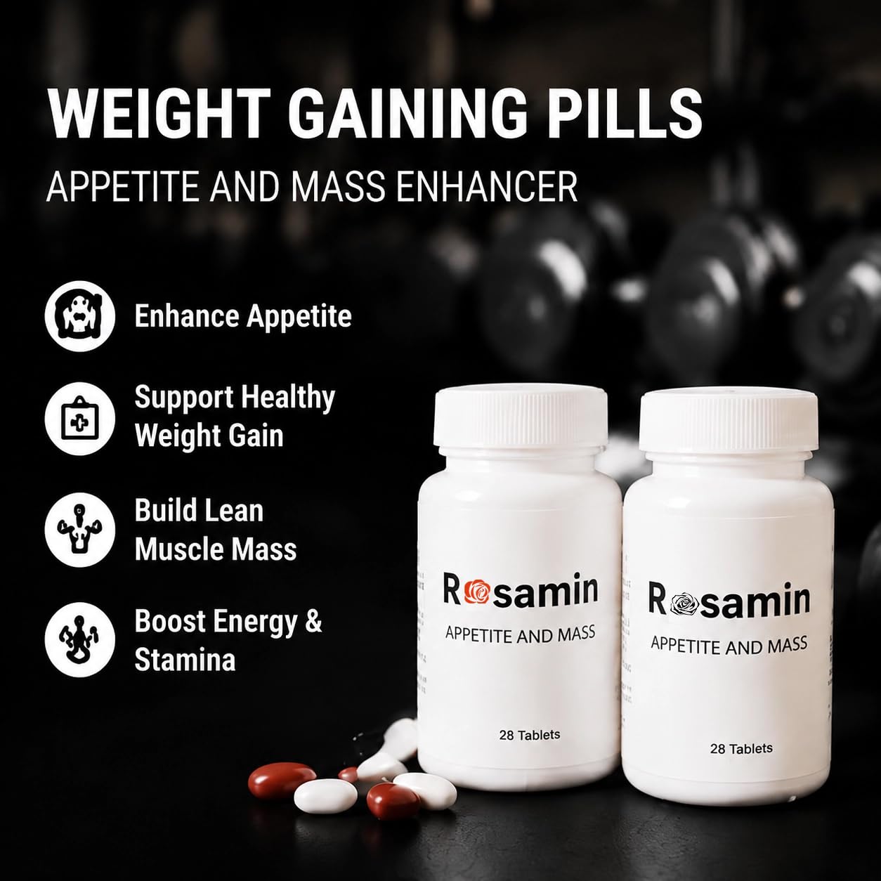 Rosamin Weight Gaining Pills Softgels, 56 Count