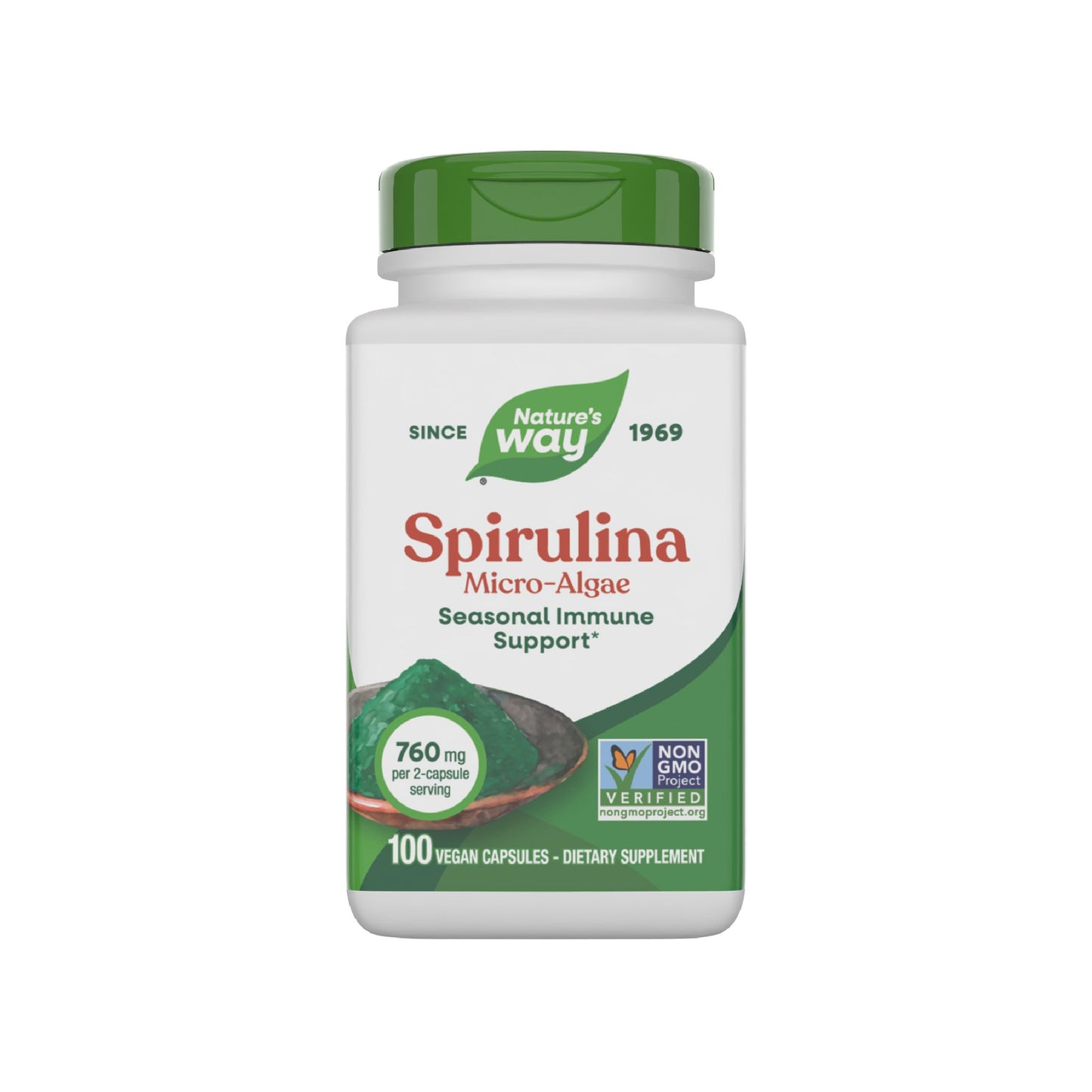 Nature's Way Spirulina Micro-Algae, Seasonal Immune Support Capsule, 100 Capsules