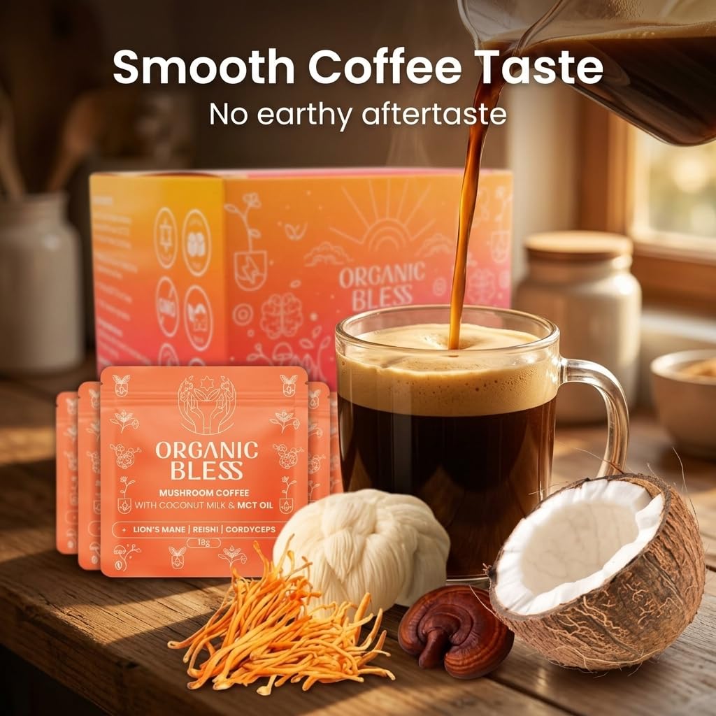 Organic Bless Mushroom Coffee Powder 3.52 Ounces