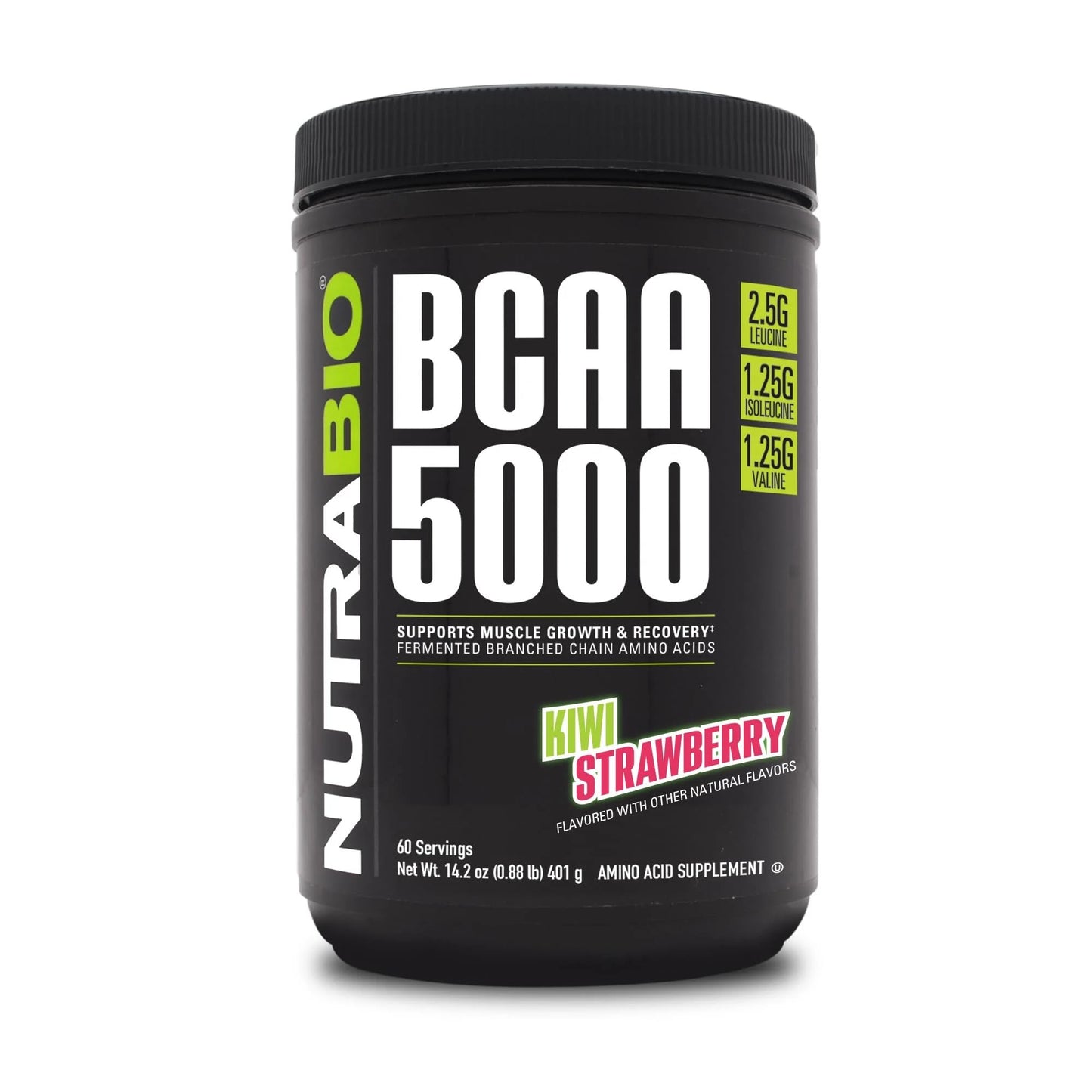 NutraBio BCAA 5000 Powder - Vegan Fermented BCAAs, 14.08 oz