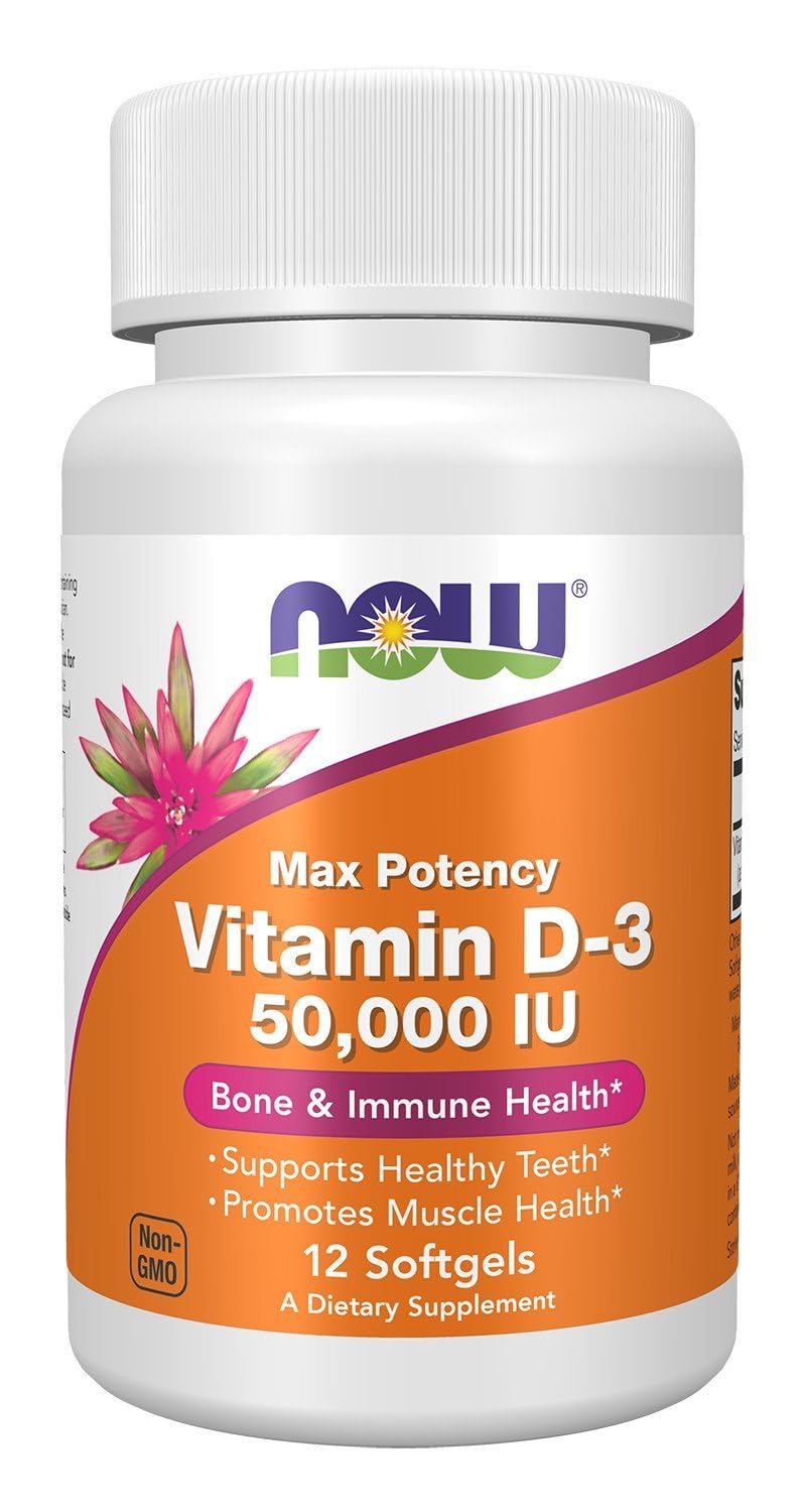 NOW Foods Vitamin D-3 50,000 IU Softgels 12